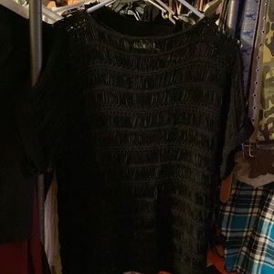 R.O.T. Black short sleeved sheer top to wear over whatever you like EUC